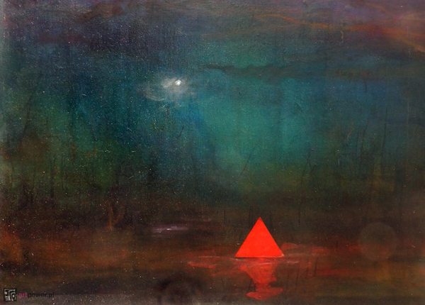 Czerwony trójkąt na bagnach