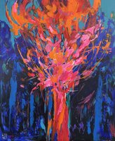 Pejzaż z czerwonym drzewem - 1